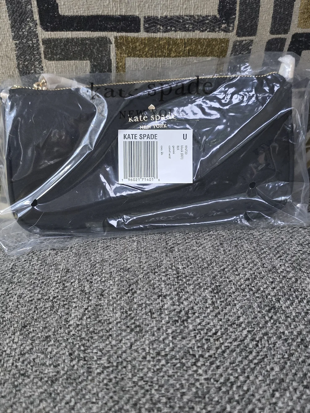 Kate Spade Black Crossbody with Gold Logo and Gold Chain
